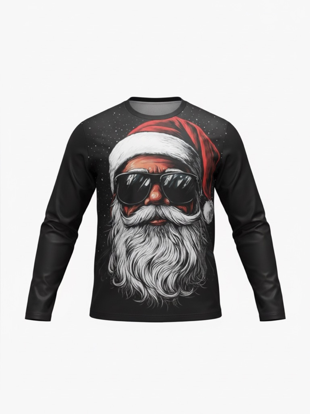 Cool Santa Graphic Tee - Black & Red Holiday Shirt